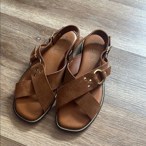 Lottini Cognac Leather Sandals New